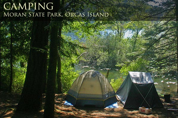 Camping on Cascade Lake, Moran State Park.