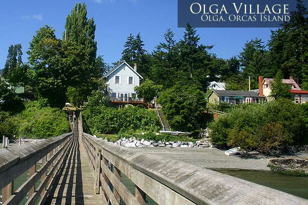 Looking back at Olga Village from the public dock. Orcas Island