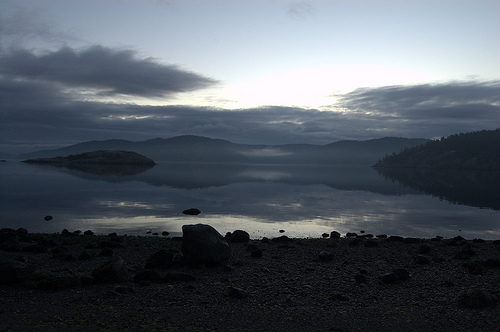 Looking at the sun rise from Spencer Spit, Lopez Island Washington.