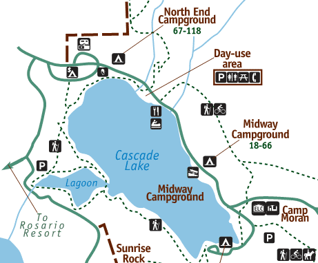 Map of Cascade Lake, Moran State Park.