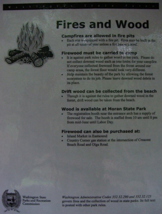 Obstruction Pass State Park firewood information